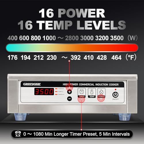 GastroGear 3500W/220V Commercial Induction Cooktop Professional Commercial Range Countertop Burners Hot Plate Electric Stove for Kitchen Restaurant Hotel School