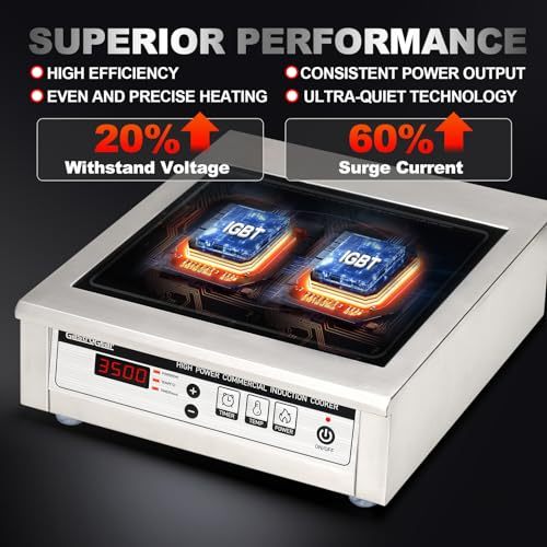 GastroGear 3500W/220V Commercial Induction Cooktop Professional Commercial Range Countertop Burners Hot Plate Electric Stove for Kitchen Restaurant Hotel School