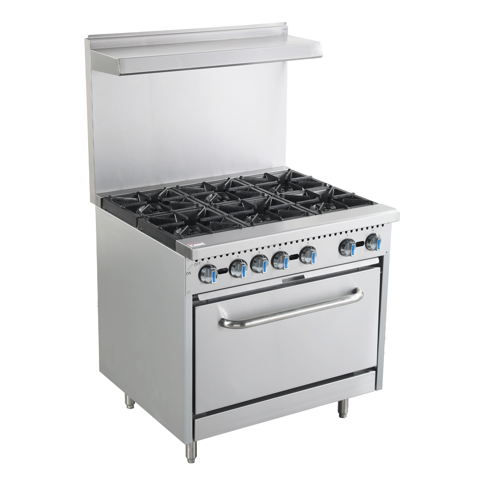 GastroGear 24" Wide Commercial Gas Range with Six Burners and Standard Oven, Stainless Steel Range for Restaurants, 210,000 Total BTU, Natural Gas