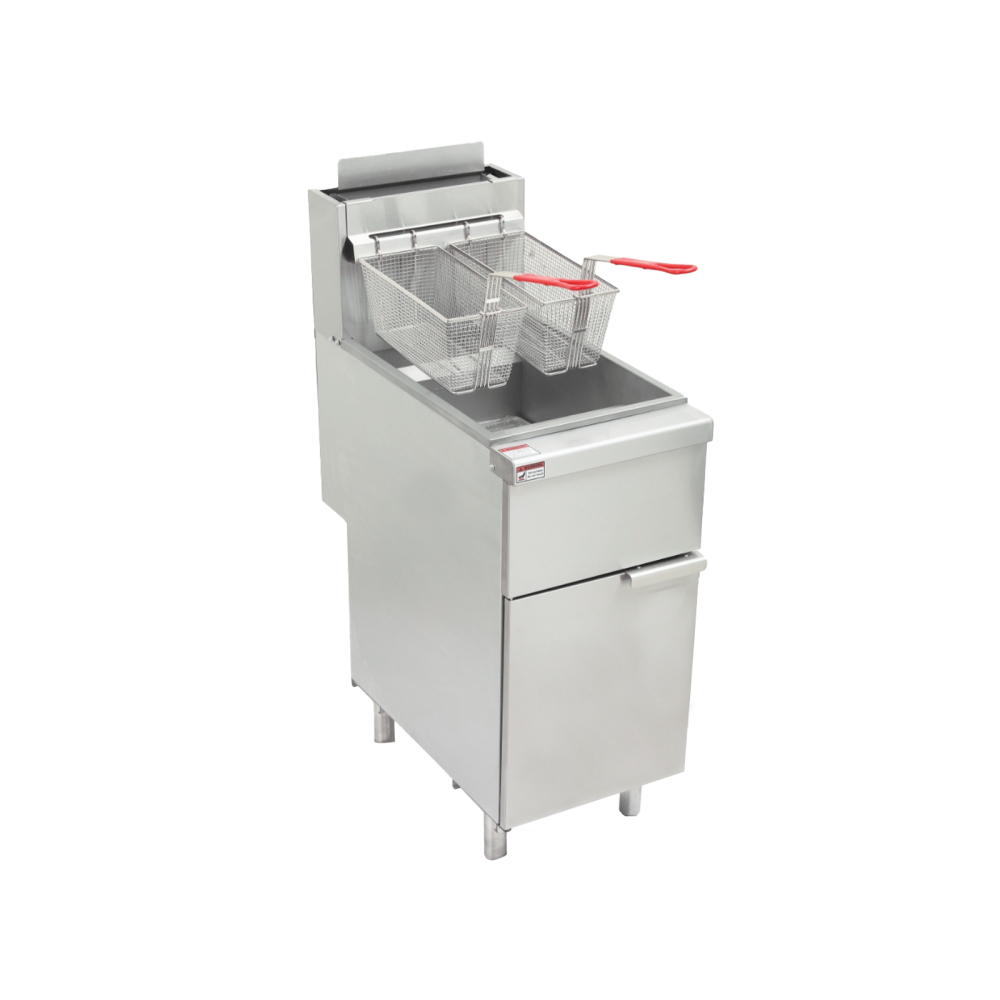 Commercial Standing Natural Gas Fryer with 4 Burners, 21.4–25L Capacity, 46.06" Height, 1200,000 BTU Total Heat Outputut