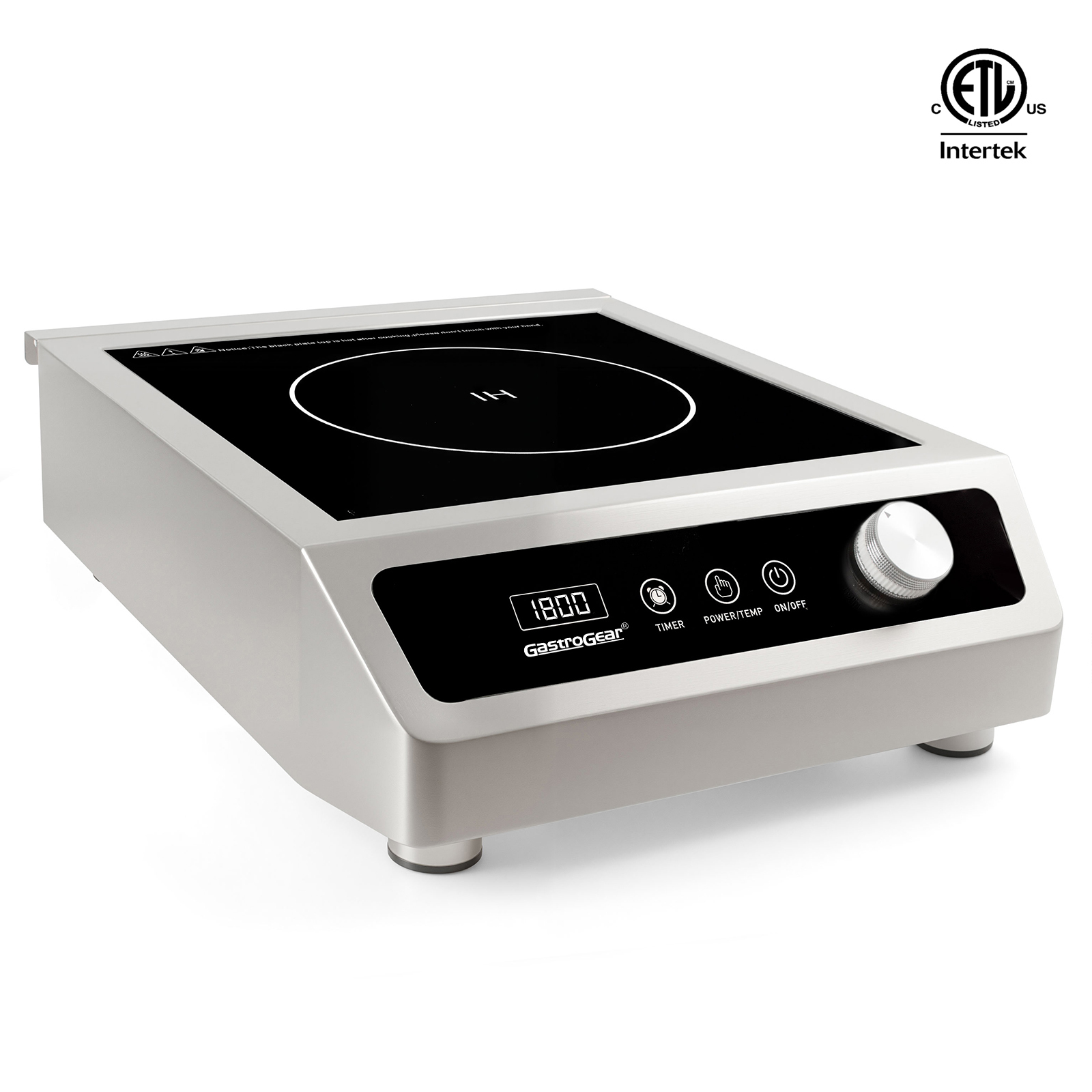 GastroGear 3500W 208V～275V 3 Phase 2026 New Induction Cooktop Commercial Range Grade 24h Timer Precise 20 Watts Power/Temp Ctrl 400~3500W Large Burner with 9.25" Coil Electric Stove Heavy Duty Stainless Steel Hot Plate for Restaurant Kitchen Hotel & Bar