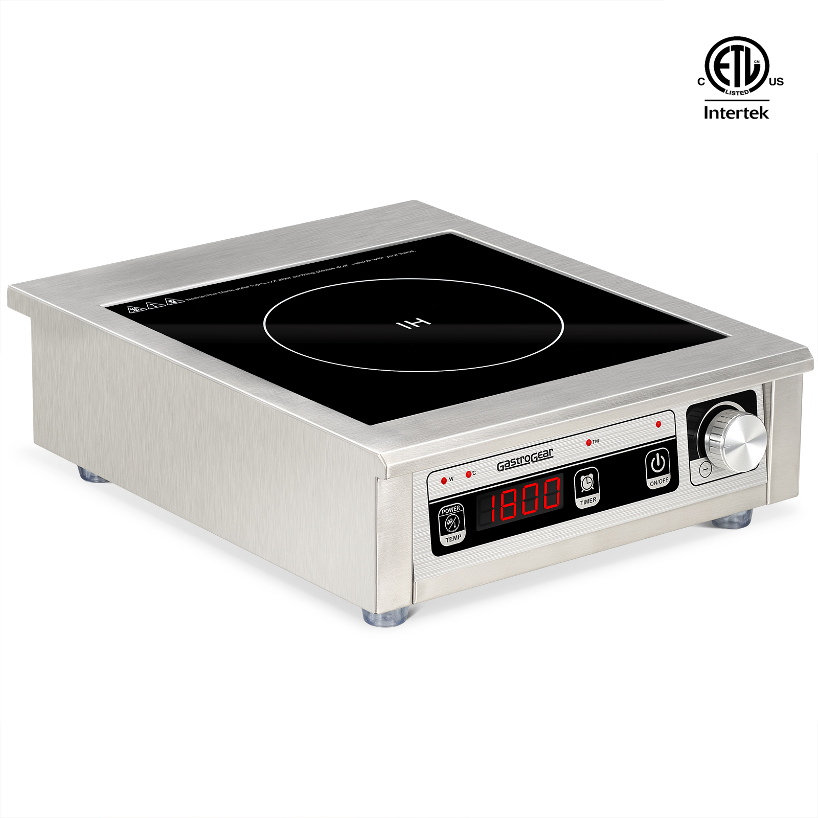 GastroGear 1800W 110V Commercial Grade Induction Cooktop Portable Countertop Burner with 9 Inch Heating Coil Hot Plate Electric Stove for Faster Cooking