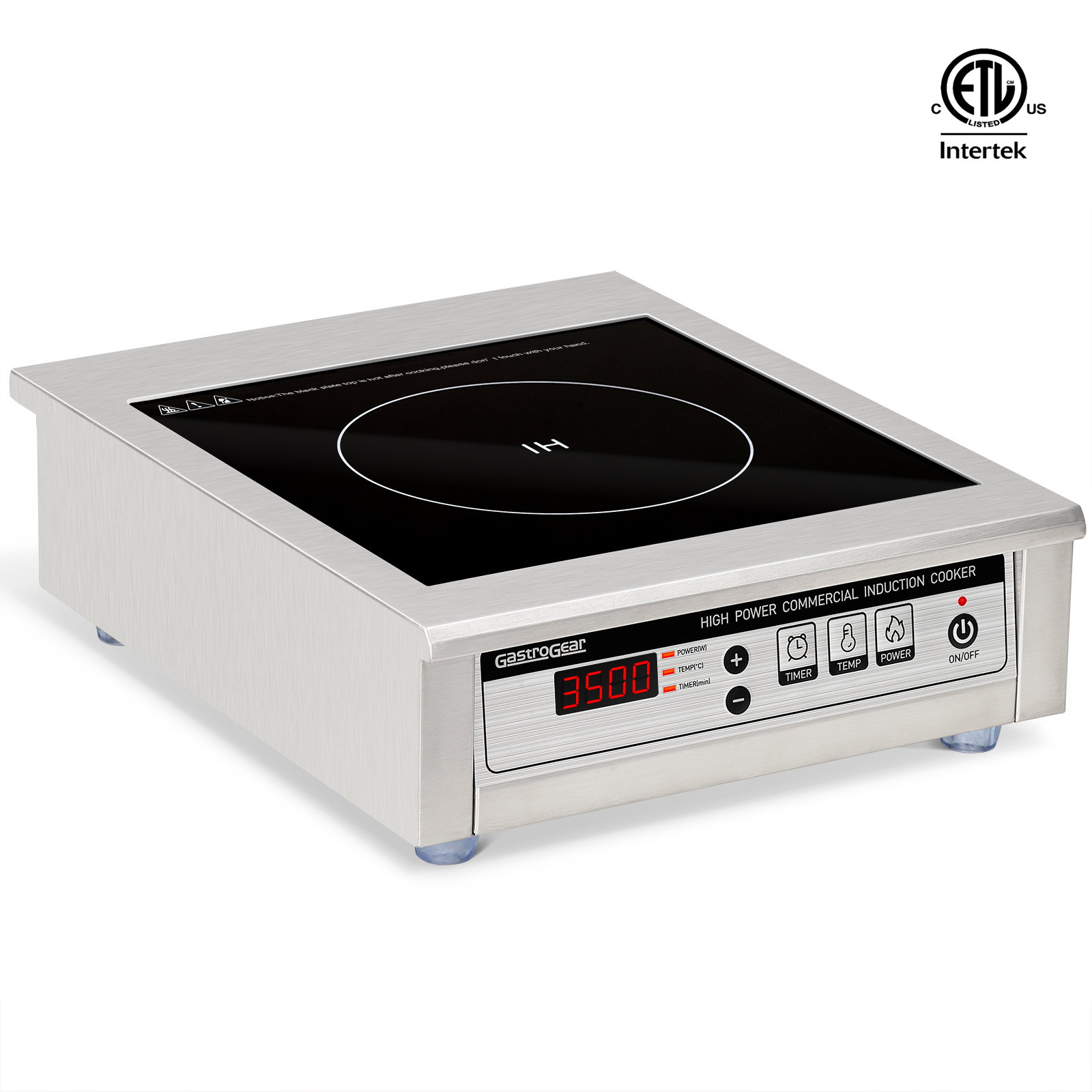 GastroGear 3500W/220V Commercial Induction Cooktop Professional Commercial Range Countertop Burners Hot Plate Electric Stove for Kitchen Restaurant Hotel School