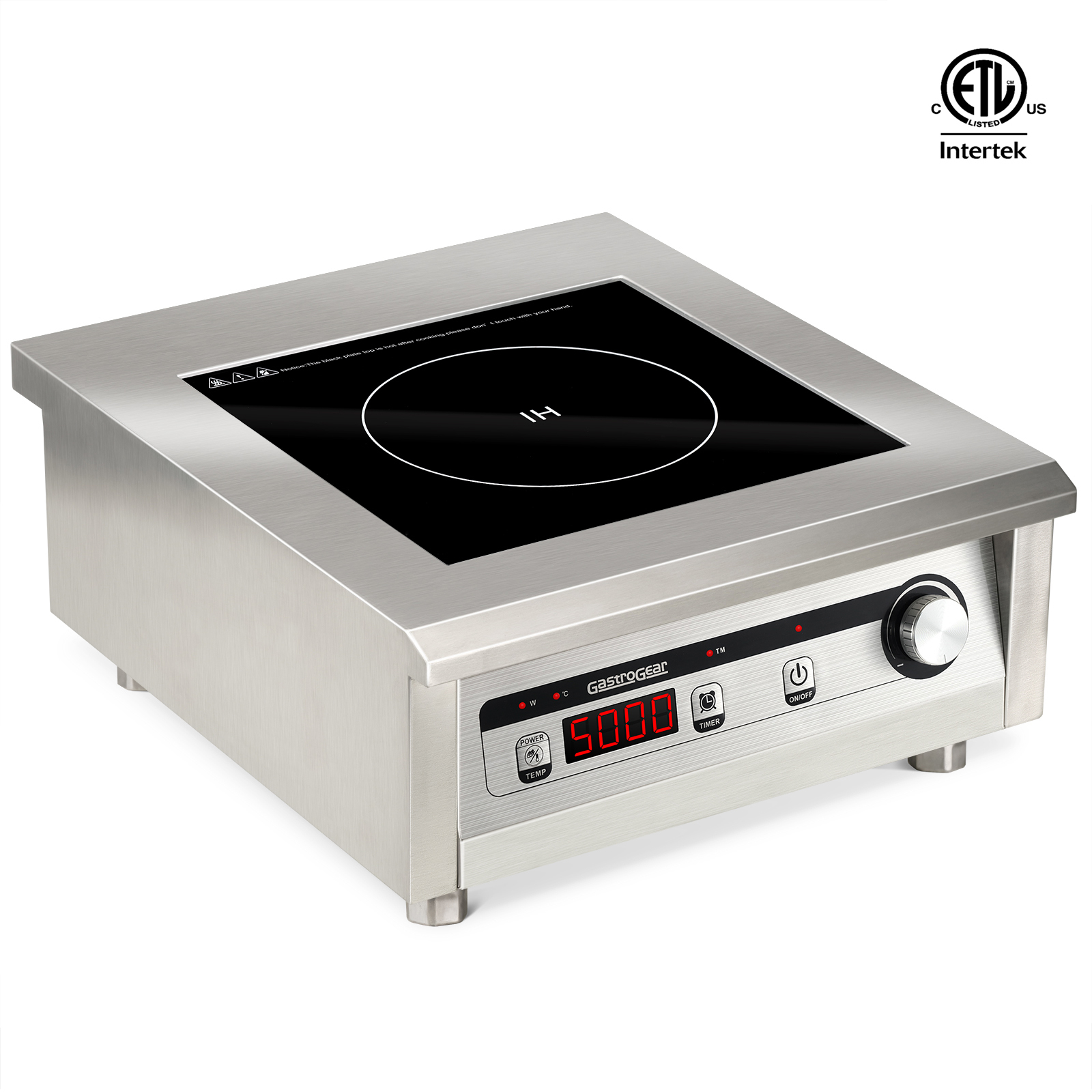GastroGear 5000W/220V Commercial Induction Cooktop Professional Commercial Range Countertop Burners Hot Plate Electric Stove for Kitchen Restaurant Hotel School