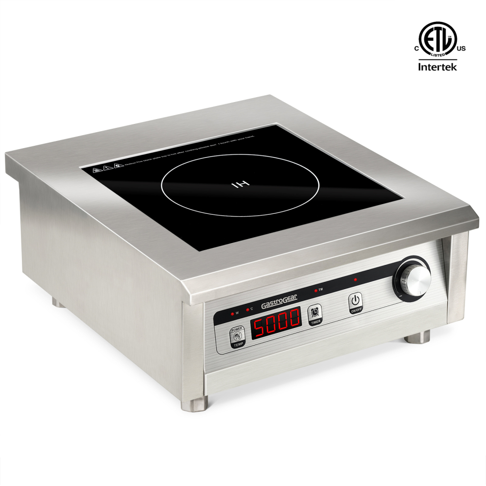 GastroGear 5000W/220V Commercial Induction Cooktop Professional Commercial Range Countertop Burners Hot Plate Electric Stove for Kitchen Restaurant Hotel School