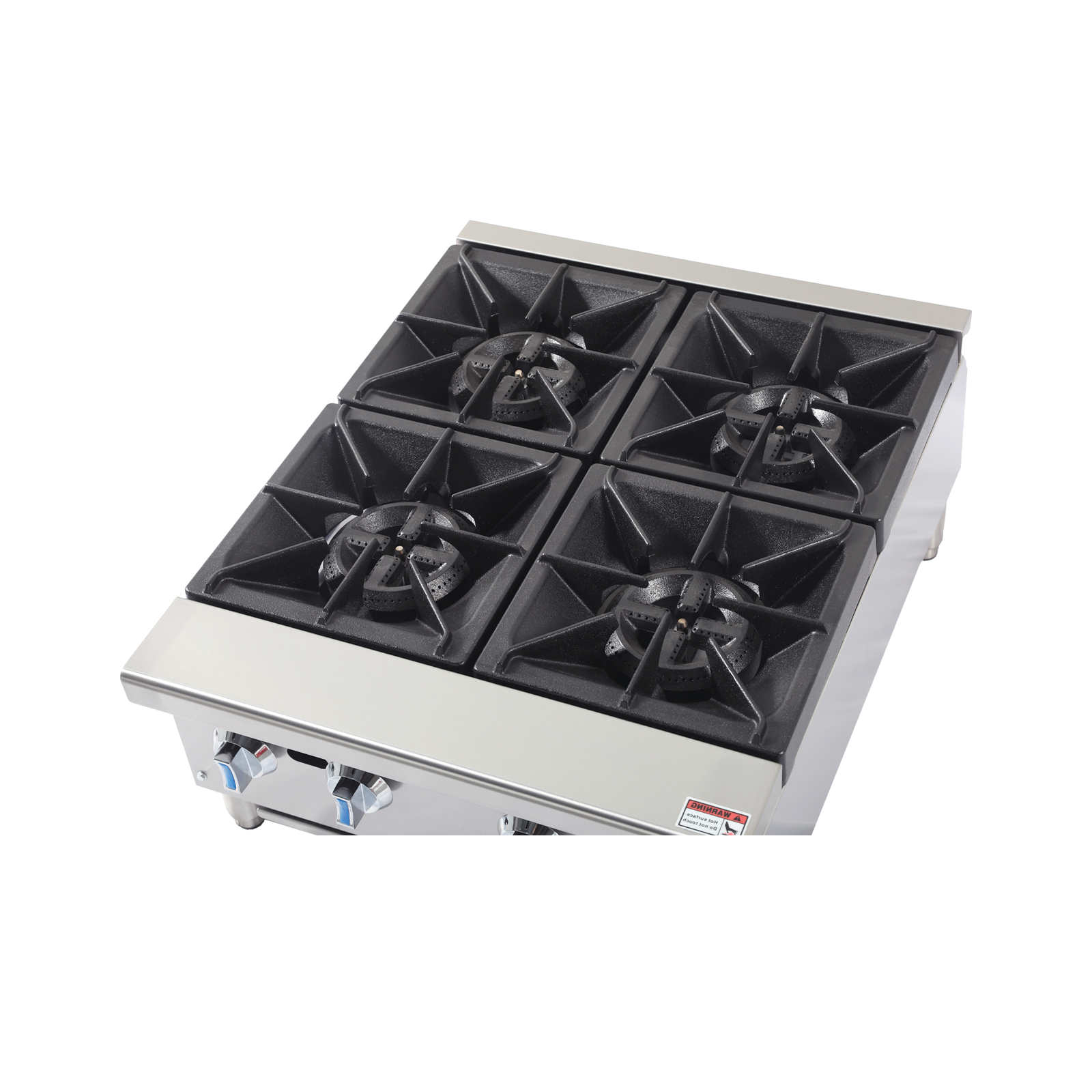 Commercial 4-Burner Gas Range 4×25,000 BTU, Removable Grates & Legs, NG/LPG Convertible, CSA/ETL Certified