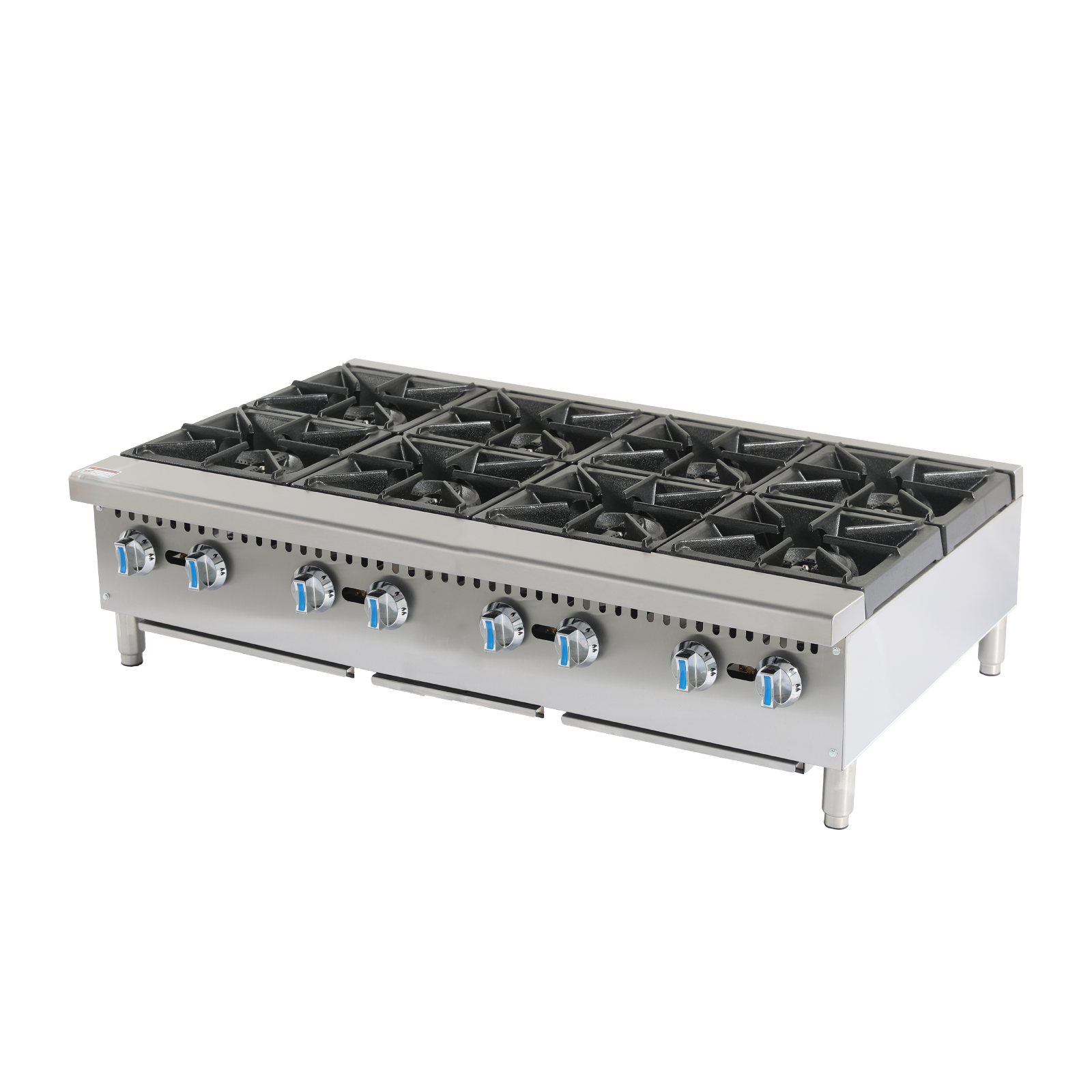 Commercial Gas Range, 8 Burner 200,000 BTU, Removable Grates, Convertible Between Natural Gas or Liquid Propane, CSA/ETL Certified Heavy-Duty Restaurant Equipment