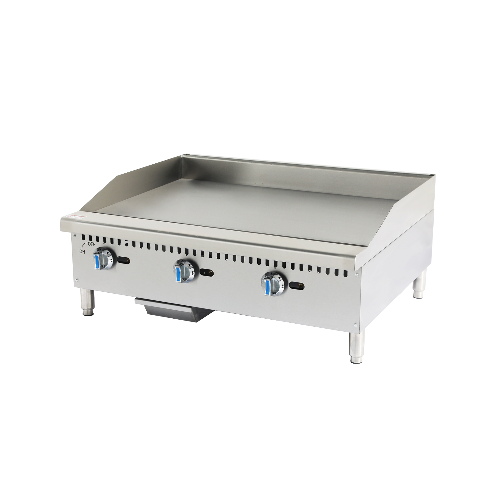 Commercial Countertop American-Style Gas Griddle with 3/4" Thick Steel Plate & U-Shaped Burner, Convertible Between Natural Gas or Liquid Propane, CSA Certified