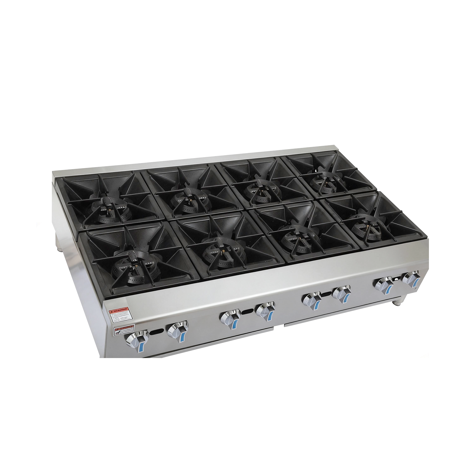 Commercial Gas Range, 8 Burner 200,000 BTU, Removable Grates, Convertible Between Natural Gas or Liquid Propane, CSA/ETL Certified Heavy-Duty Restaurant Equipment