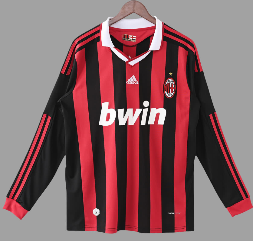 09/10 AC Milan Home Long Sleeve Retro Soccer Jersey