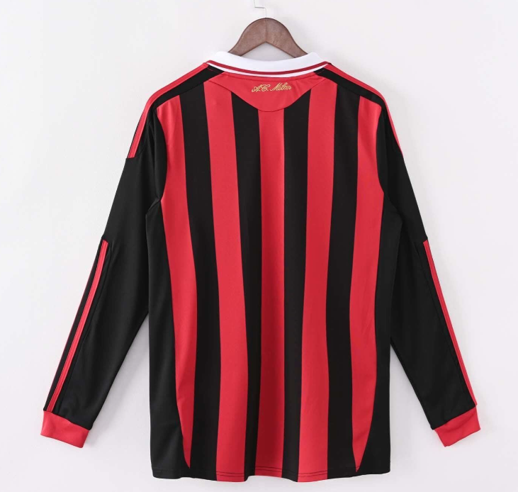 09/10 AC Milan Home Long Sleeve Retro Soccer Jersey
