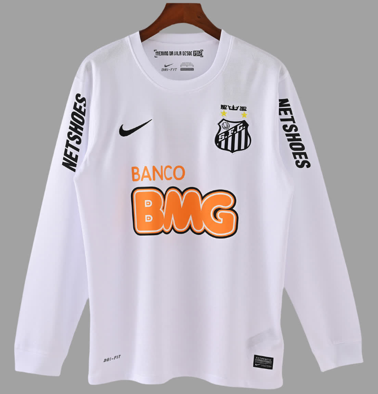 2012 Santos Home Long Sleeve Retro Soccer Jersey