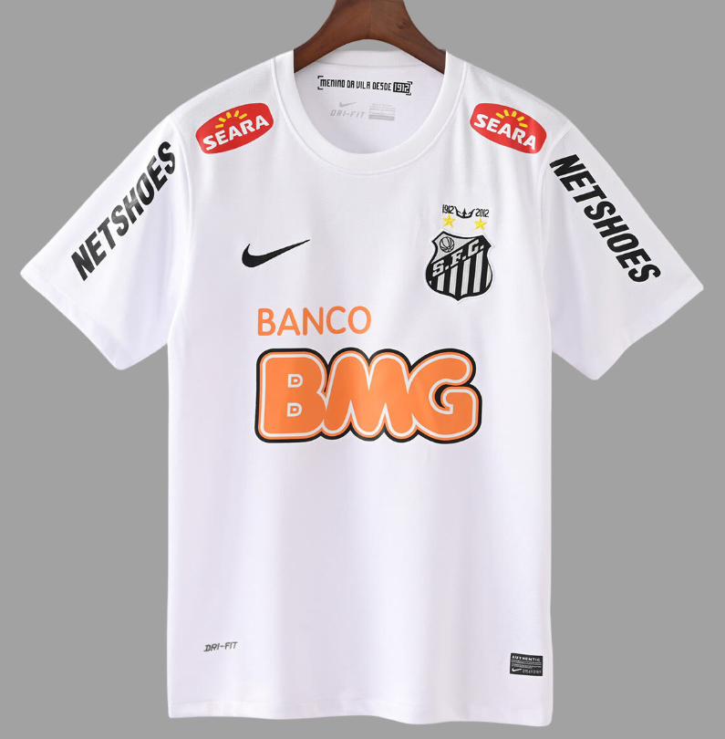 2012/13 Santos Home With Sleeve Sponsor Retro Soccer Jersey