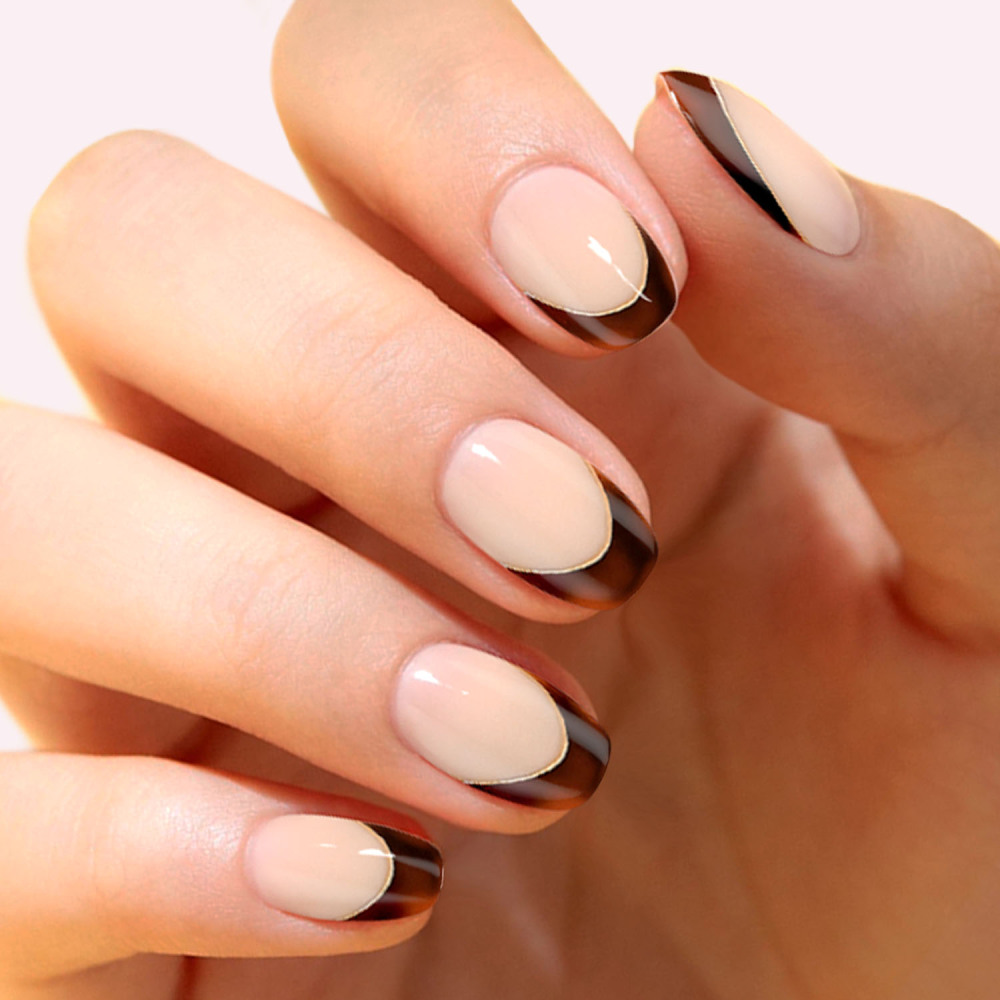 Mocha French Tips Gel Nail Strips