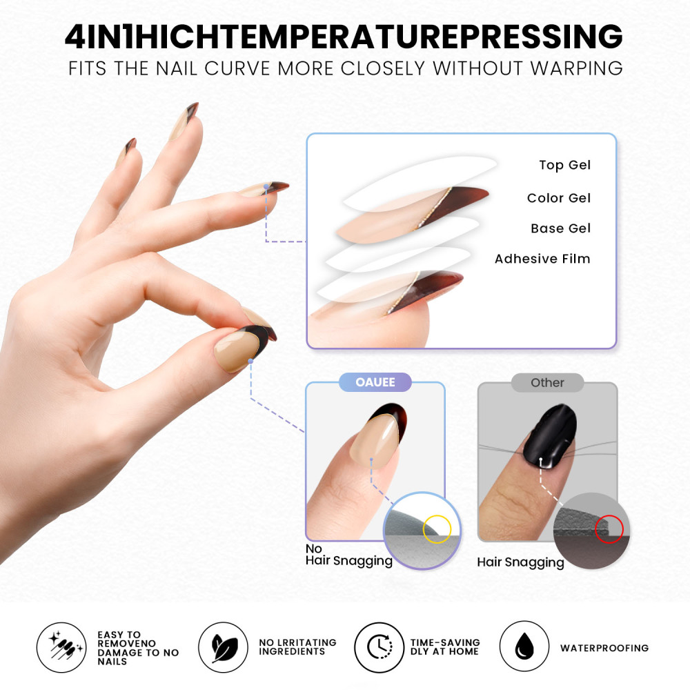 Mocha French Tips Gel Nail Strips