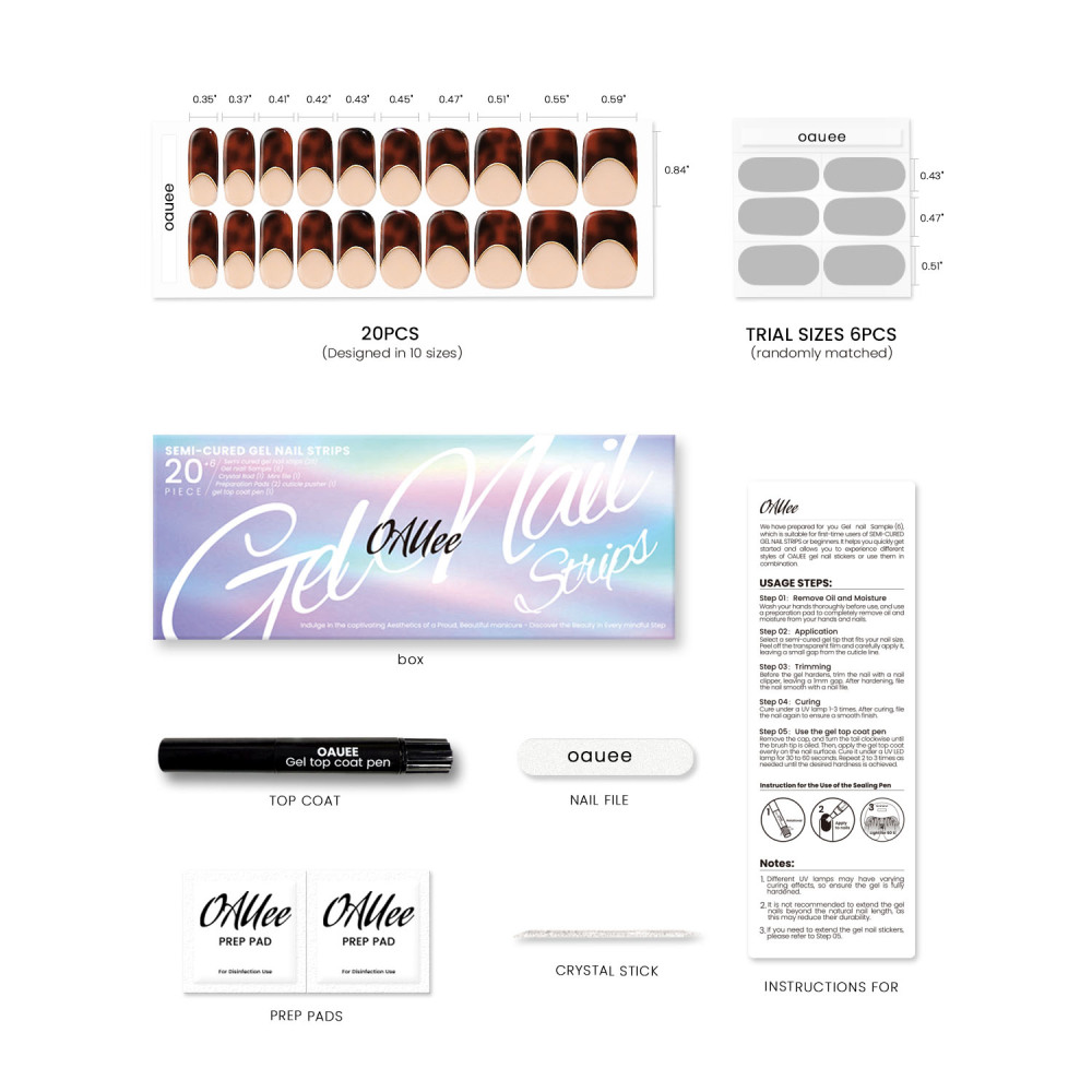 Mocha French Tips Gel Nail Strips