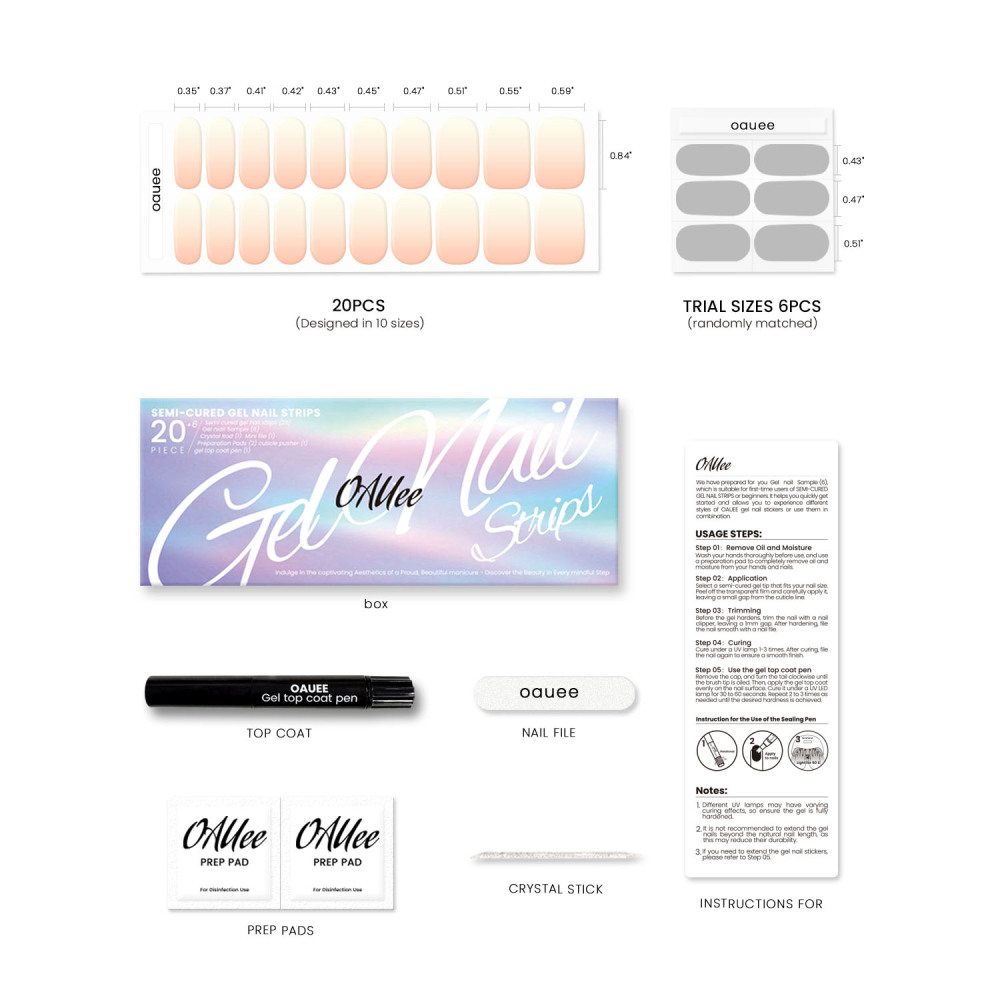 Soft Nude Tips Gel Nail Strips
