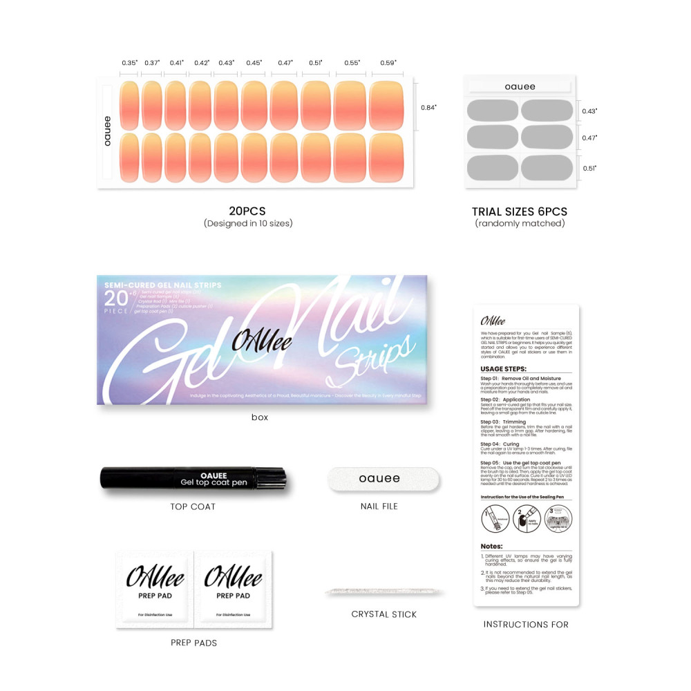 Orange Gradient Gel Nail Strips