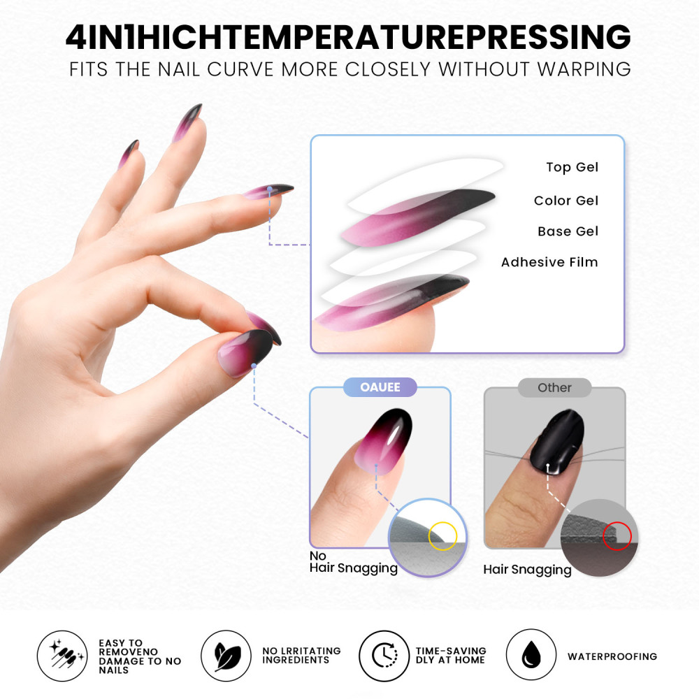 Purple Black Ombre  Gel Nail Strips