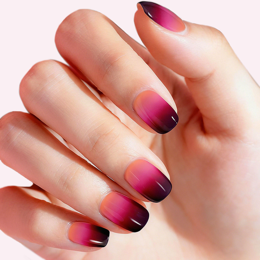 Gradient Nails Pink Purple Gel Nail Strips