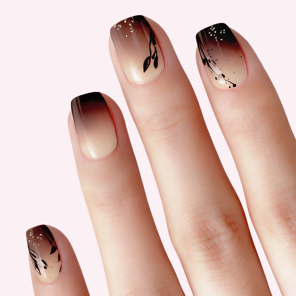 Simple Abstract Black White Nails