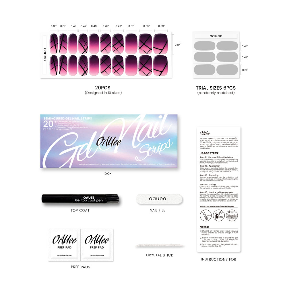 pink gradient Gel Nail Strips