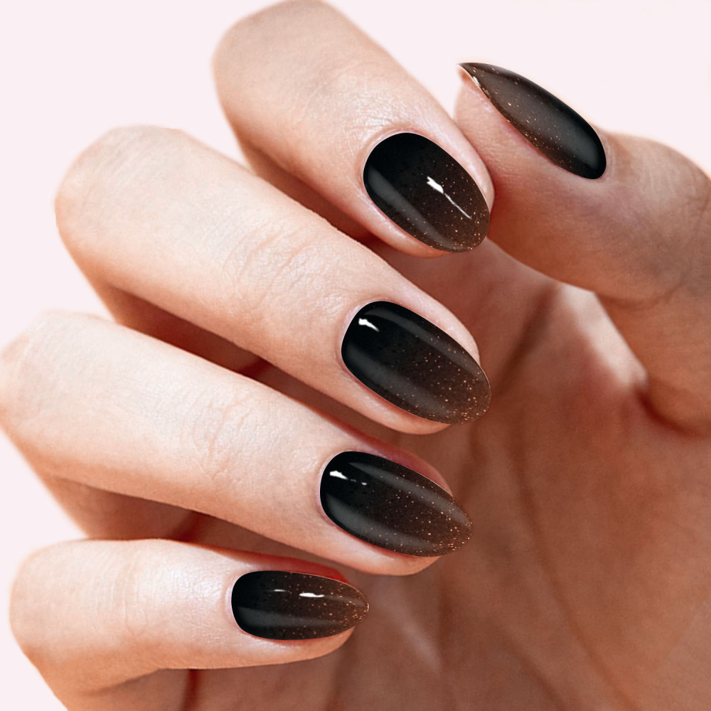 Dark Brown Shimmer Tips Gel Nail Strips