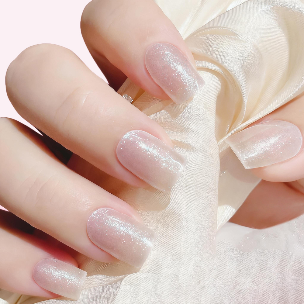 Pearl White Solid Nails