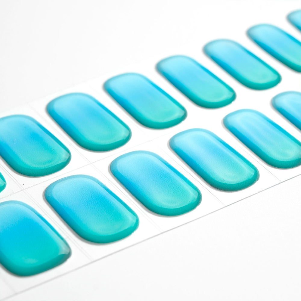 Teal Ombre Tips Gel Nail Strips