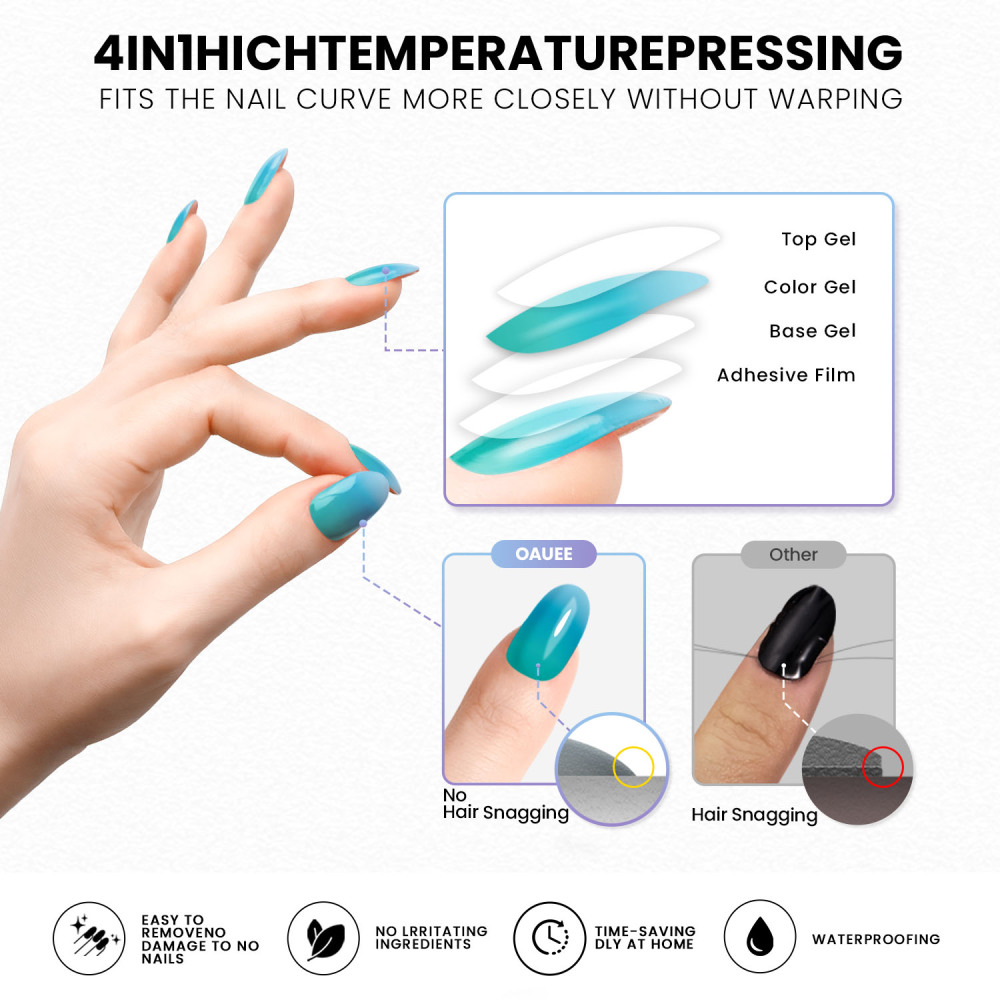 Teal Ombre Tips Gel Nail Strips