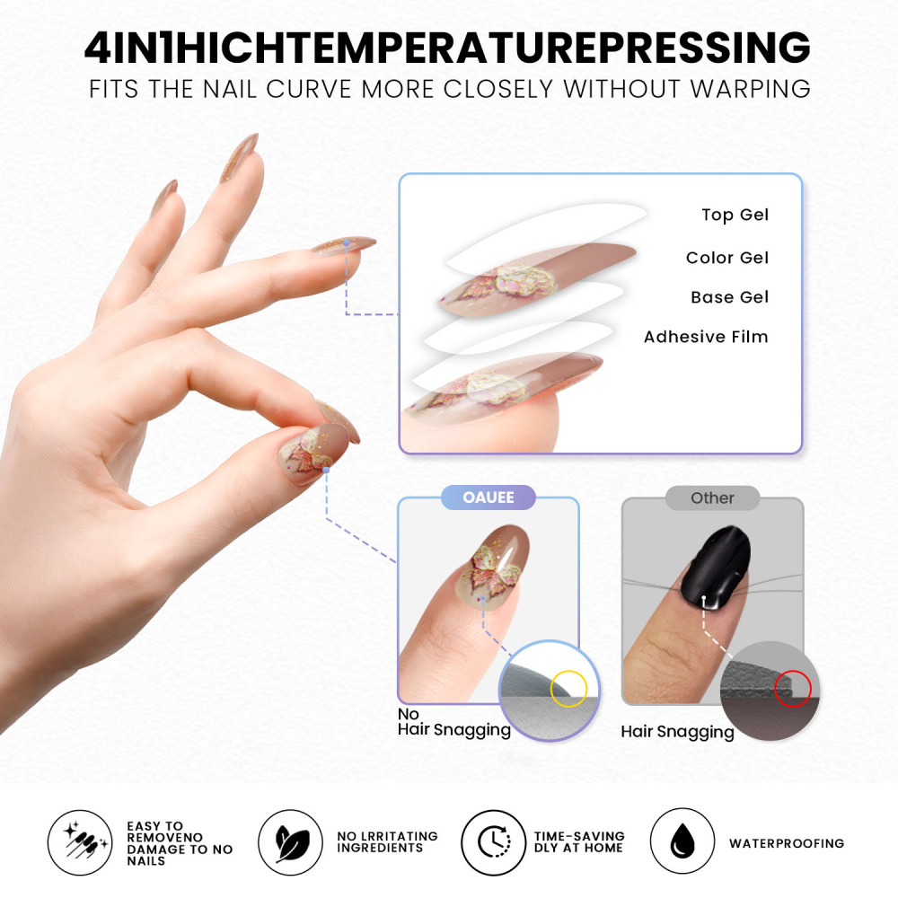 Golden Glitter Nude Nails