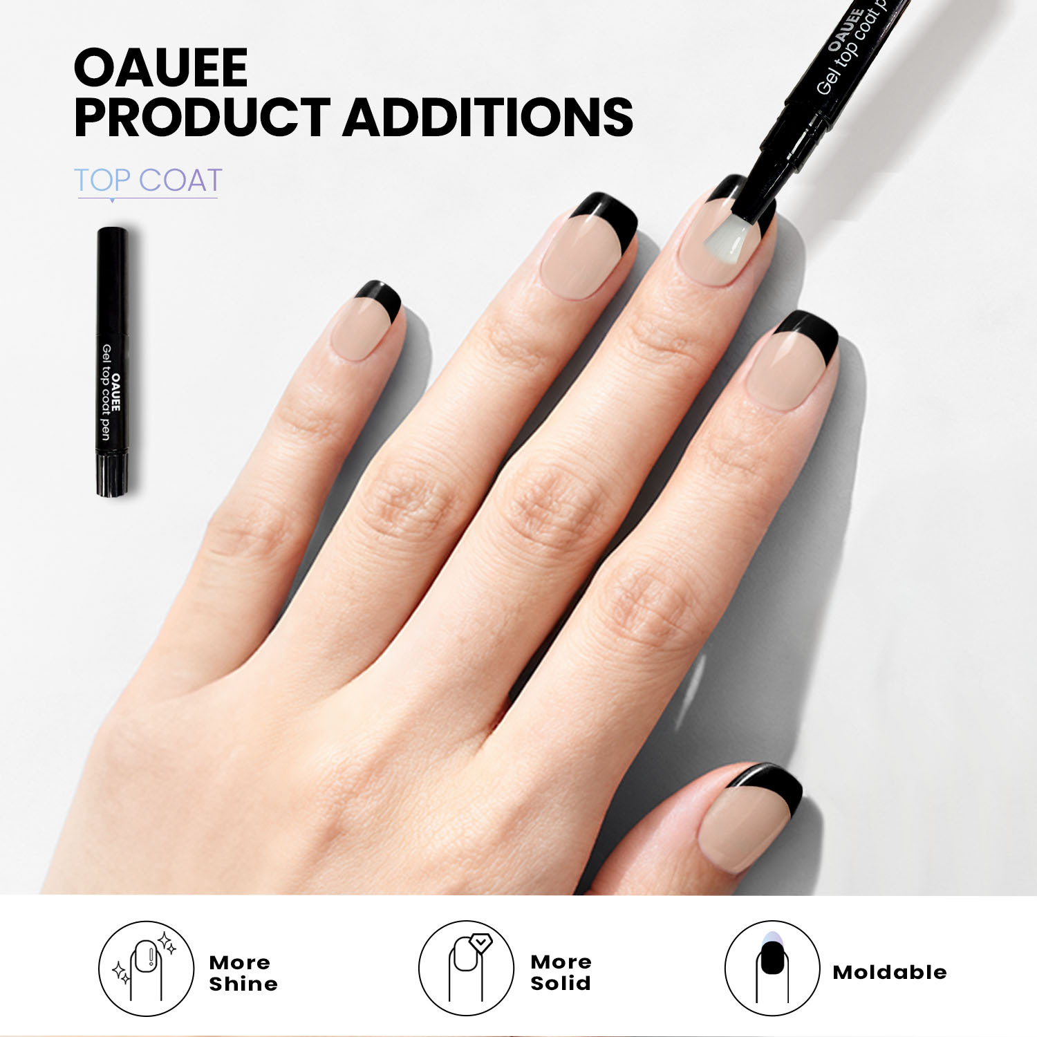Black French Tips Gel Nail Strips