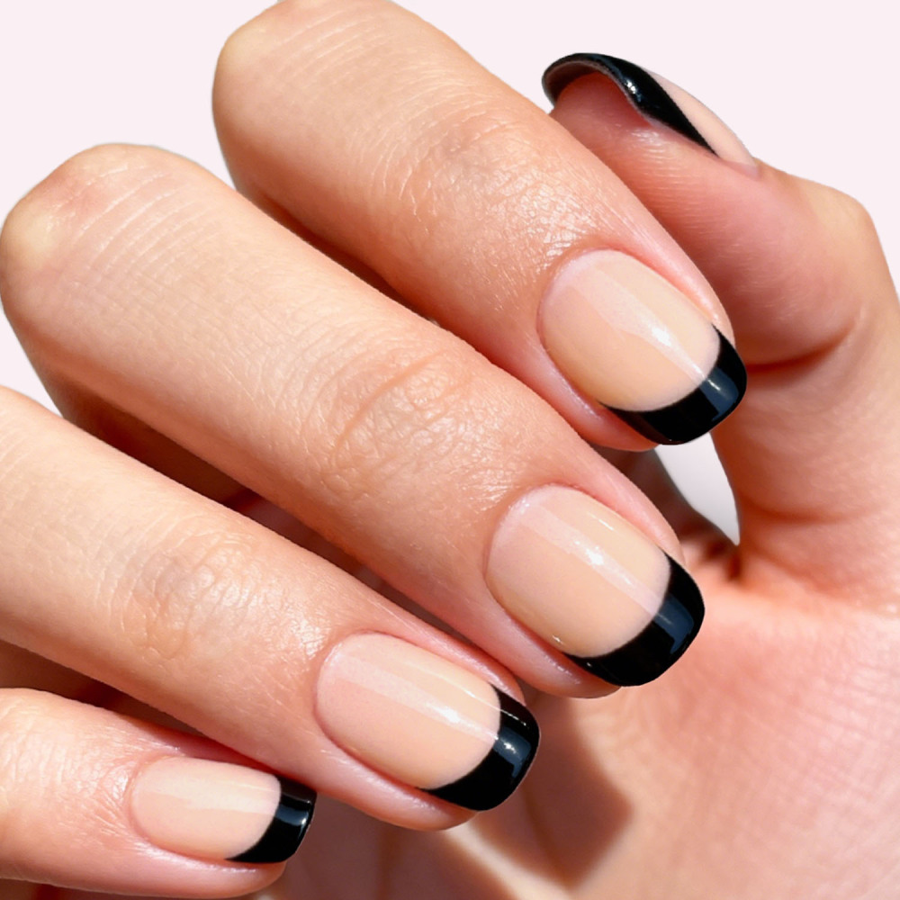 Black French Tips Gel Nail Strips