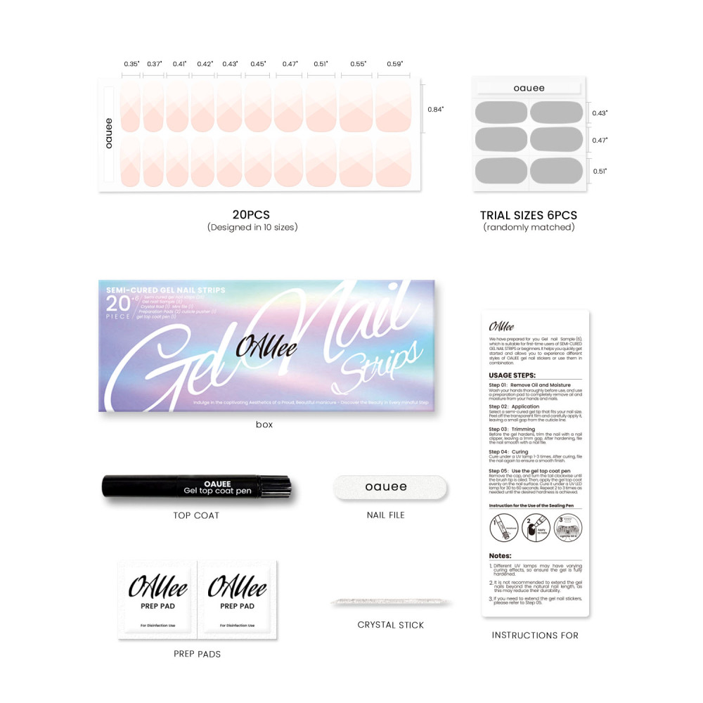 Blush Geo Tips Gel Nail Strips