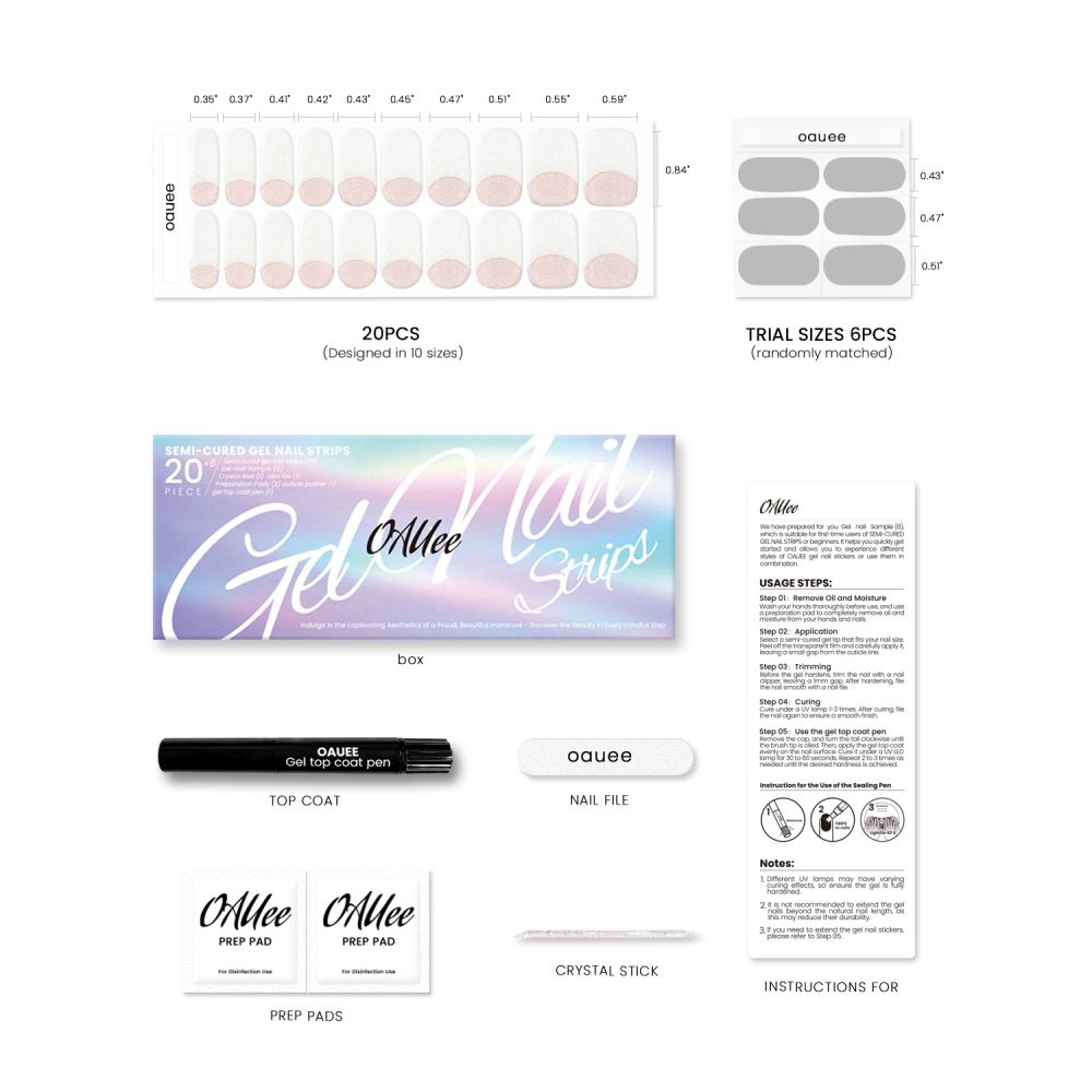 Nude Pink Glitter French Tip Gel Nail Strips