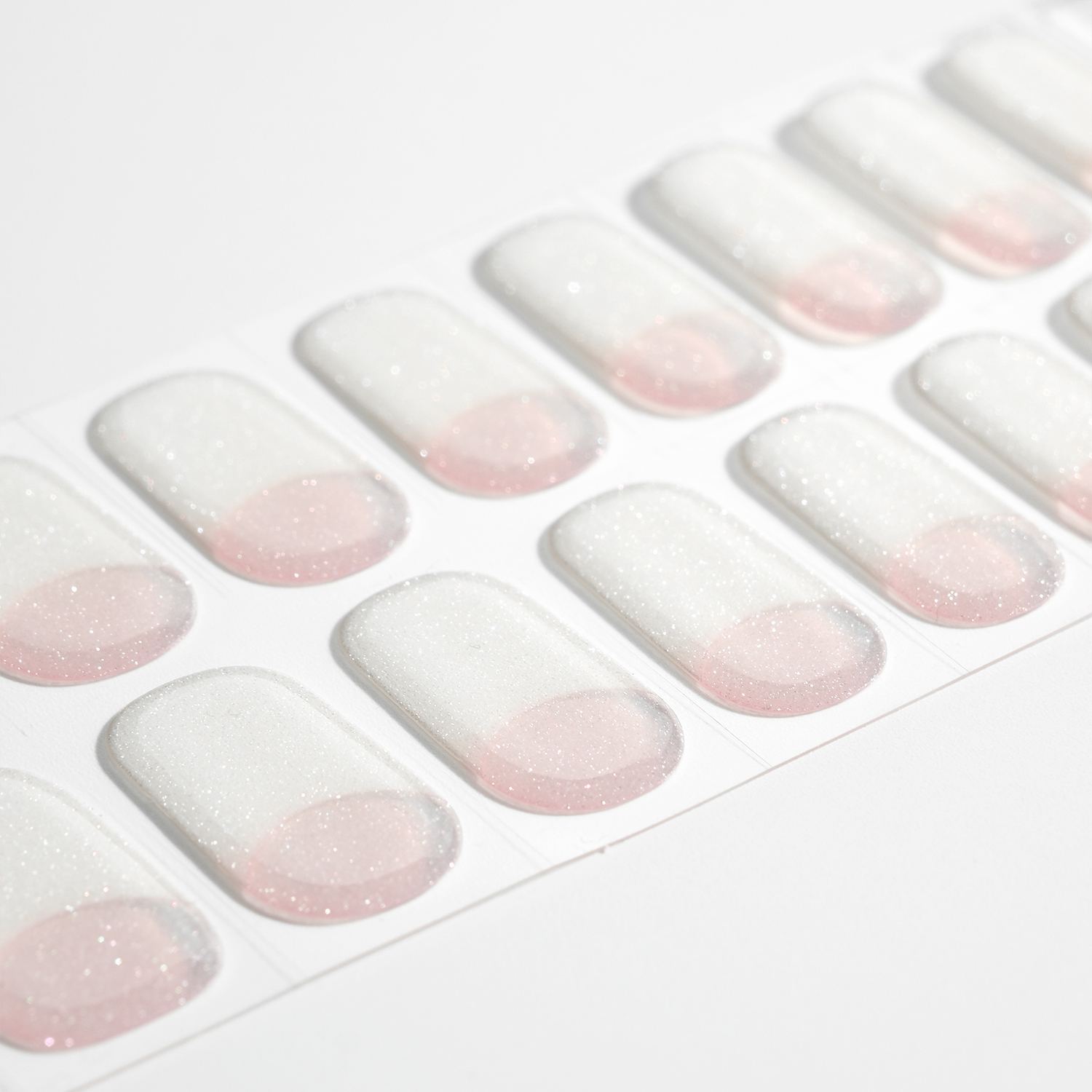 Nude Pink Glitter French Tip Gel Nail Strips