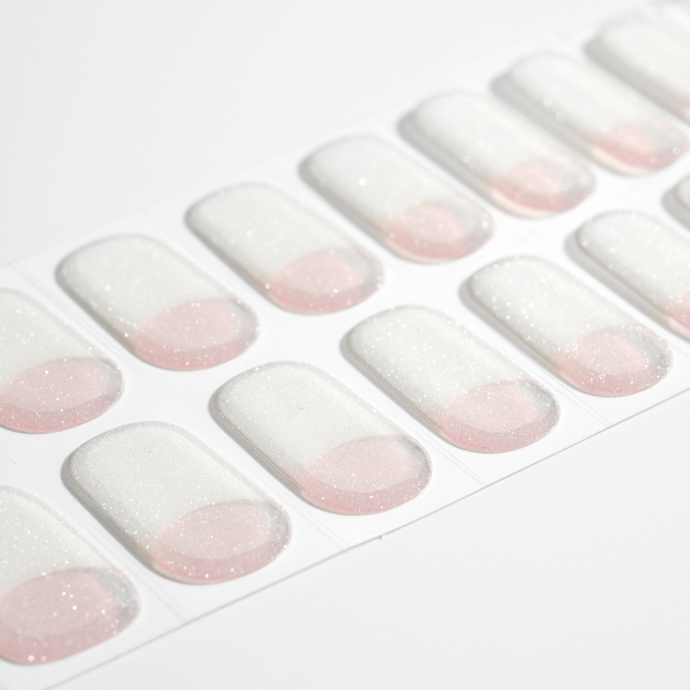 Nude Pink Glitter French Tip Gel Nail Strips