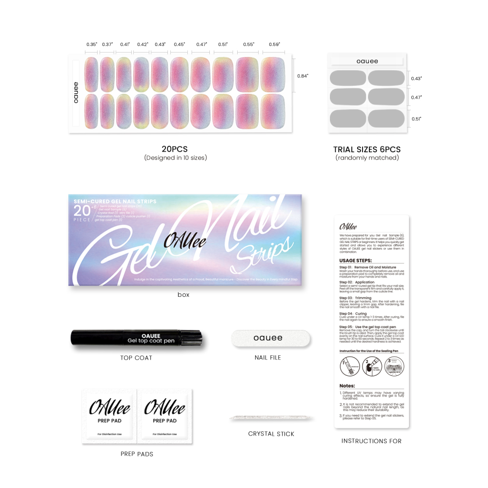 Cat Eye Rainbow Gradient Gel Nail Strips