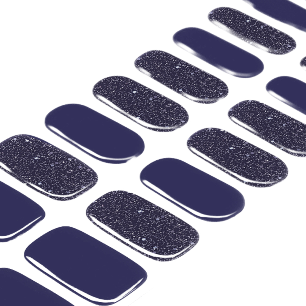 Navy Blue Solid & Glitter Accent Gel Nail Strips