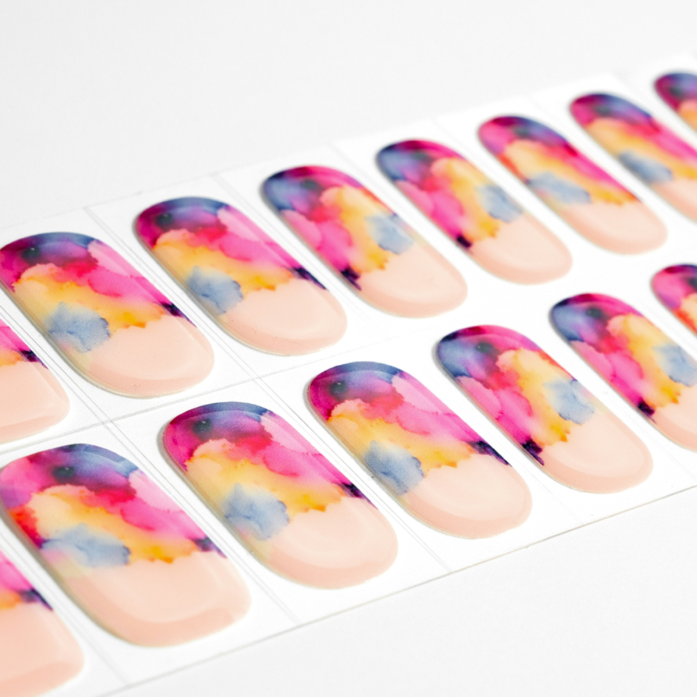 Watercolor French Tip Gel Nail Strips