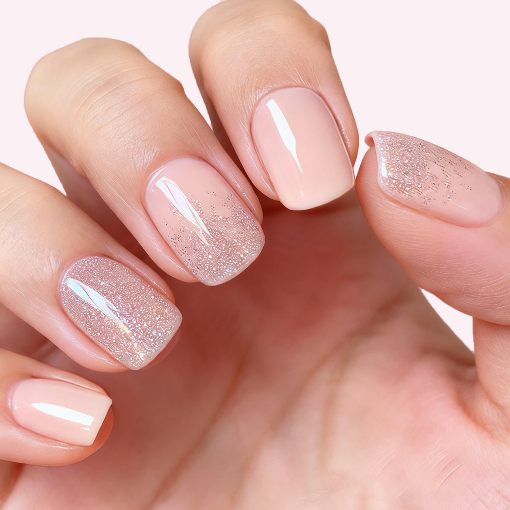 Nude Pink with Glitter Accent Gel Nail Strips