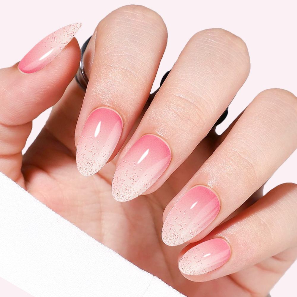 Pink Gradient Glitter Gel Nail Strips
