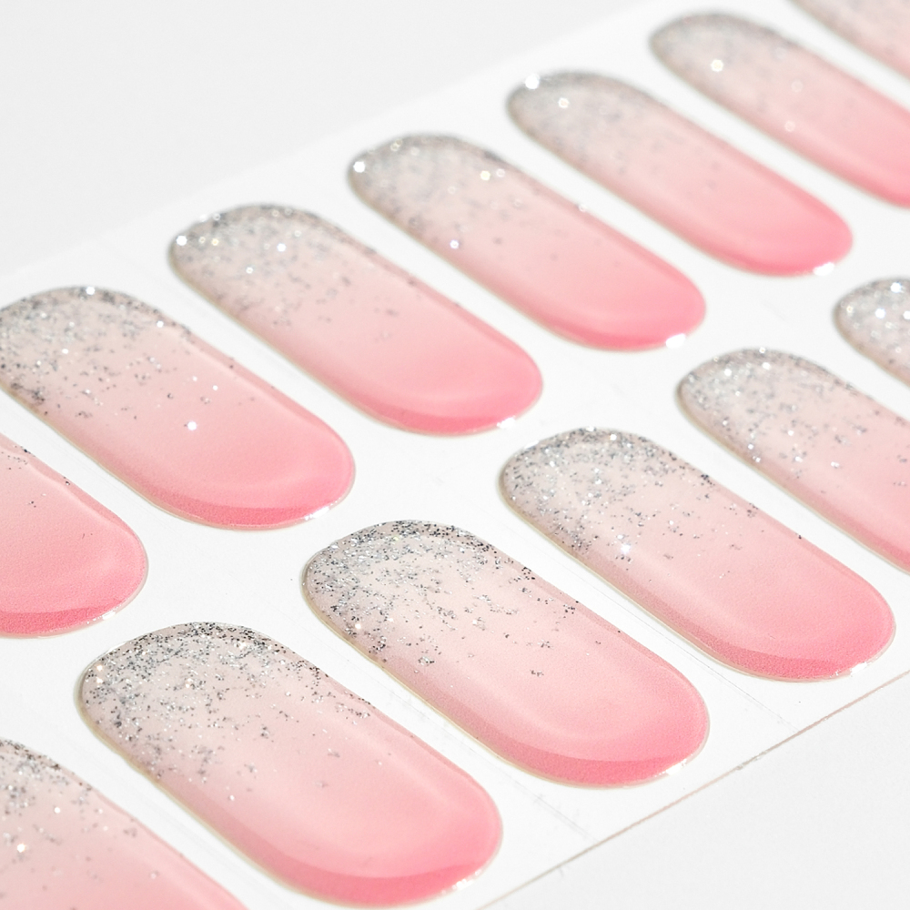 Pink Gradient Glitter Gel Nail Strips