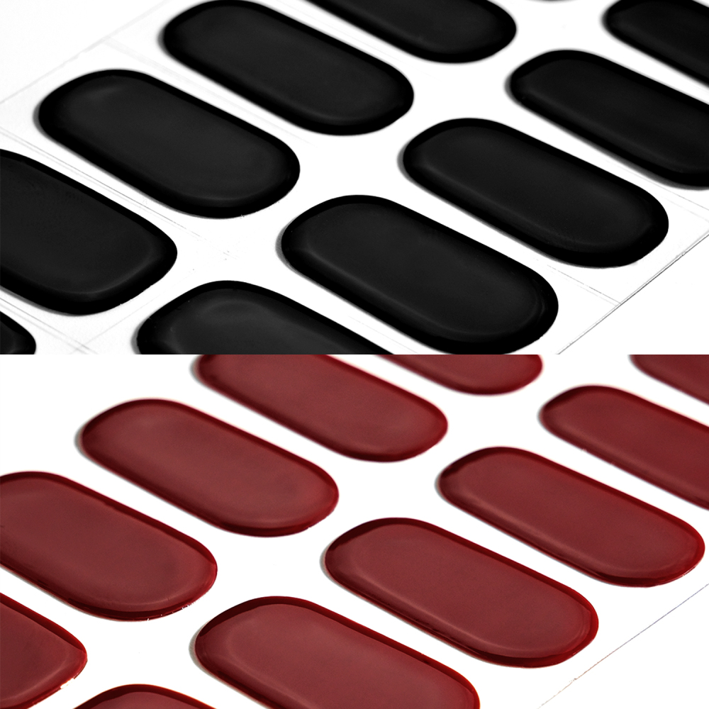 Dual Color Classic Black & Deep Red Solid Gel Nail Strips Set