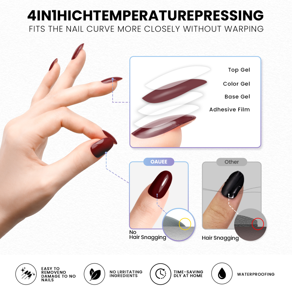 Deep Red  Nails