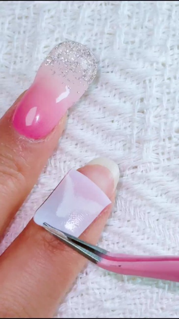 Pink Gradient Glitter Gel Nail Strips