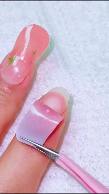 Golden Glitter Nude Nails