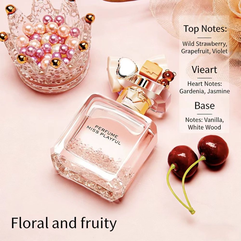 Floral Fruity Eau de Parfum for Women, Long Lasting Rhubarb Daffodil & Almond Fragrance, Everyday Wear Perfume