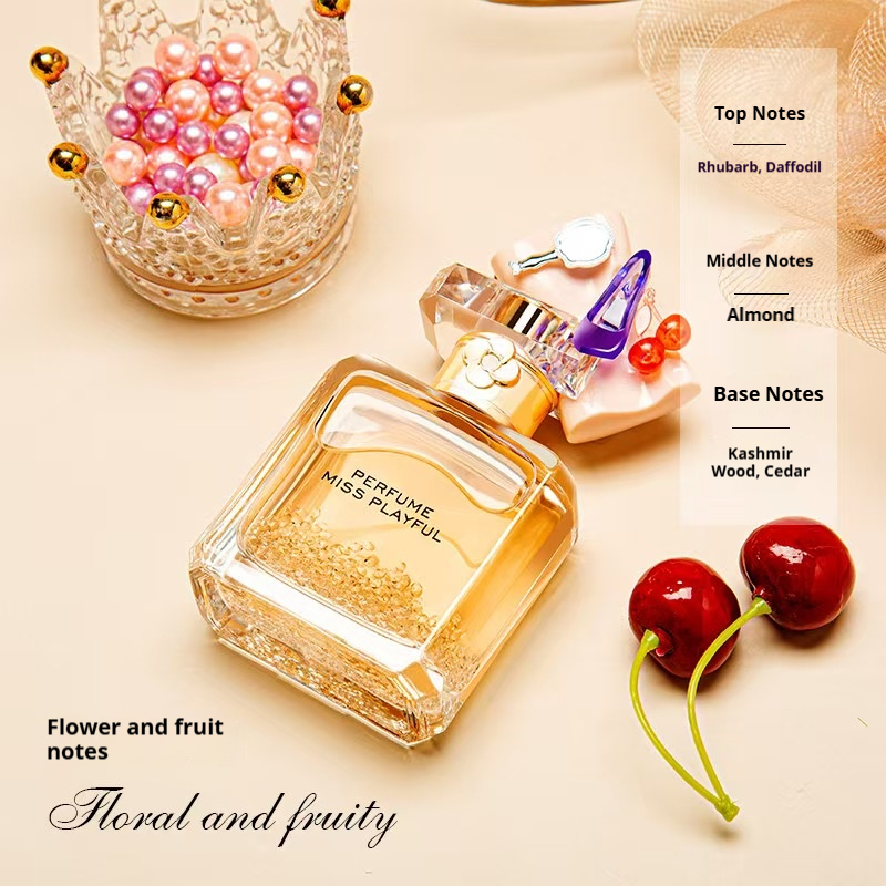 Floral Fruity Eau de Parfum for Women, Long Lasting Rhubarb Daffodil & Almond Fragrance, Everyday Wear Perfume
