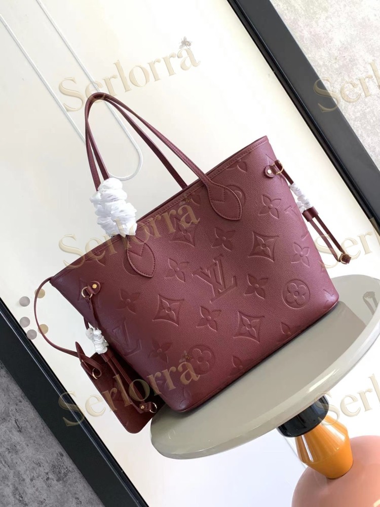 LOUIS VUITTON NEVERFULL MM MONOGRAM EMPREINTE LEATHER TOTE BAG